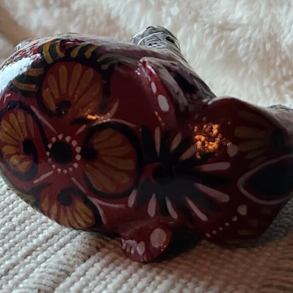 Wooden Elephant Decor Ornament Hand Crafted Show Piece Hand Painted Gift Item - Picture 7 of 8